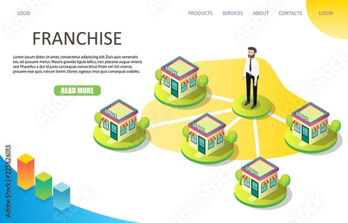 Franchise business landing page website vector template