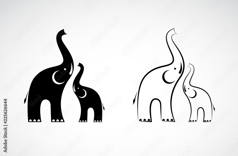 Naklejka premium Vector of elephants design on white background, Wild Animals, Easy editable layered vector illustration.