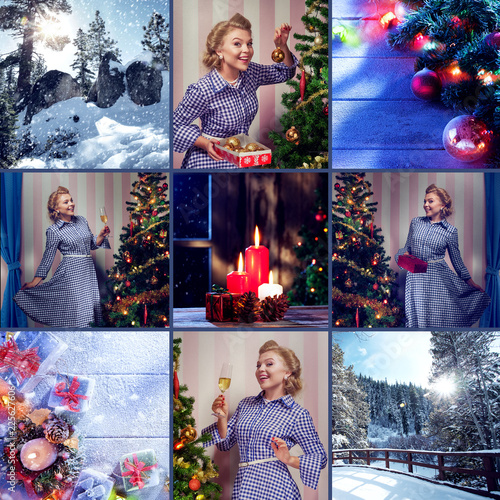 merry christmas and new year theme collage composed of different images
