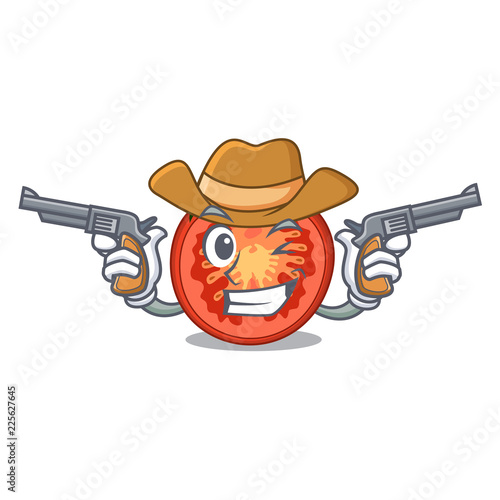 Cowboy character tomato slices for food decor