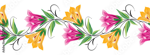 Seamless textile floral border