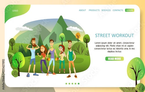 Street workout landing page website vector template