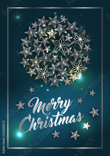 Christmas Poster or Card Template with Star Ball