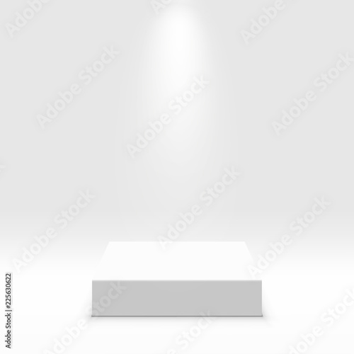 White podium for exhibit. Illustration isolated on background. Graphic concept for your design