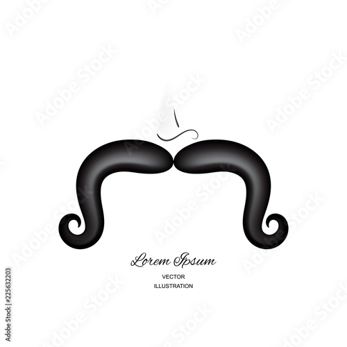 Curly black vintage mustache, moustache or whisker