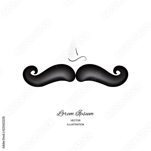 Curly black vintage mustache, moustache or whisker
