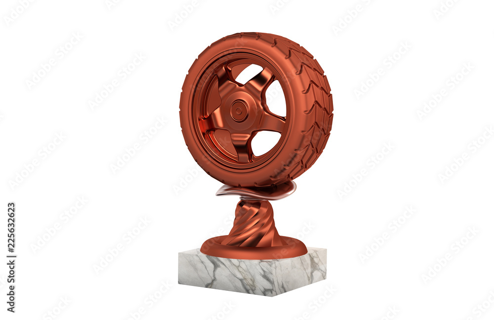 Obraz premium Sport Wheel Bronze Trophy with Marble Base