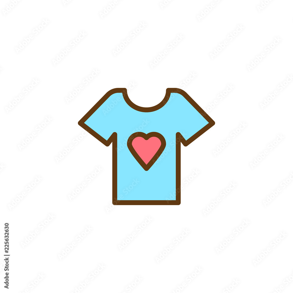 t-shirt with heart filled outline icon, line vector sign, linear colorful pictogram isolated on white. Baby shirt symbol, logo illustration. Pixel perfect vector graphics t-shirt with heart filled outline icon, line vector sign, linear colorful pictogram isolated on white. Baby shirt symbol, logo illustration. Pixel perfect vector graphics