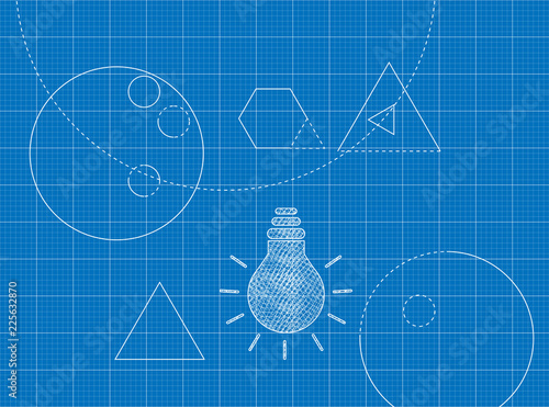 Photos Blueprint of Bulb Lamp Inverse