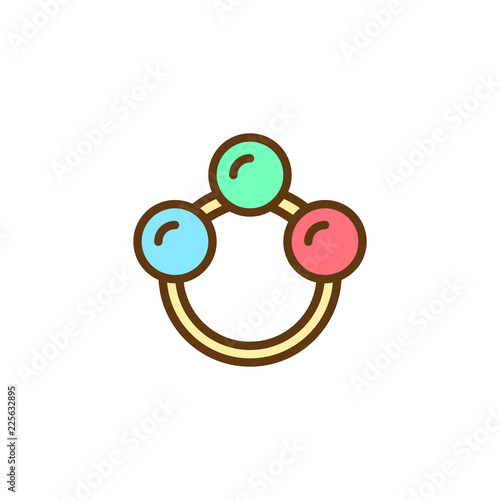 Baby rattle filled outline icon, line vector sign, linear colorful pictogram isolated on white. Rattle toy symbol, logo illustration. Pixel perfect vector graphics
