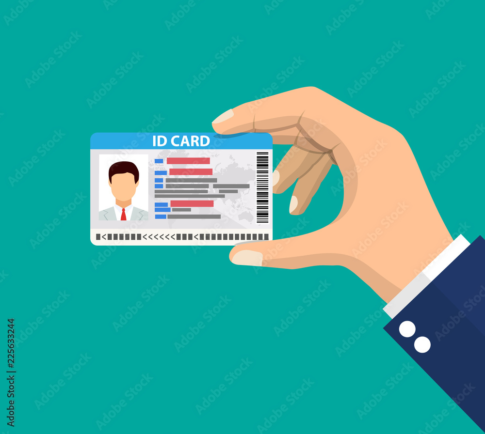hand holding the id card. Stock Vector Adobe Stock
