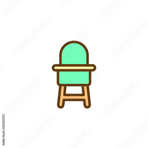 Baby chair filled outline icon, line vector sign, linear colorful pictogram isolated on white. baby highchair symbol, logo illustration. Pixel perfect vector graphics