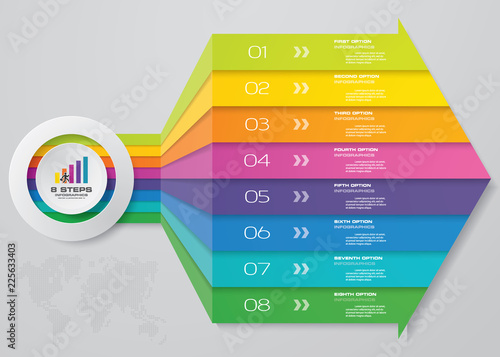 8 steps Infographics element arrow template chart for presentation.
