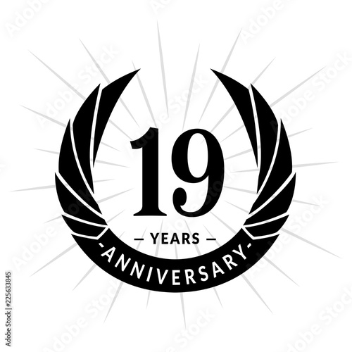 19 years anniversary. Elegant anniversary design. 19 years logo. 