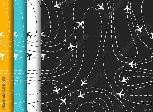 Airplane routes icon on a black background