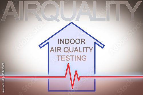 Indoor air quality testing - concept image with check-up chart about indoor pollutants photo