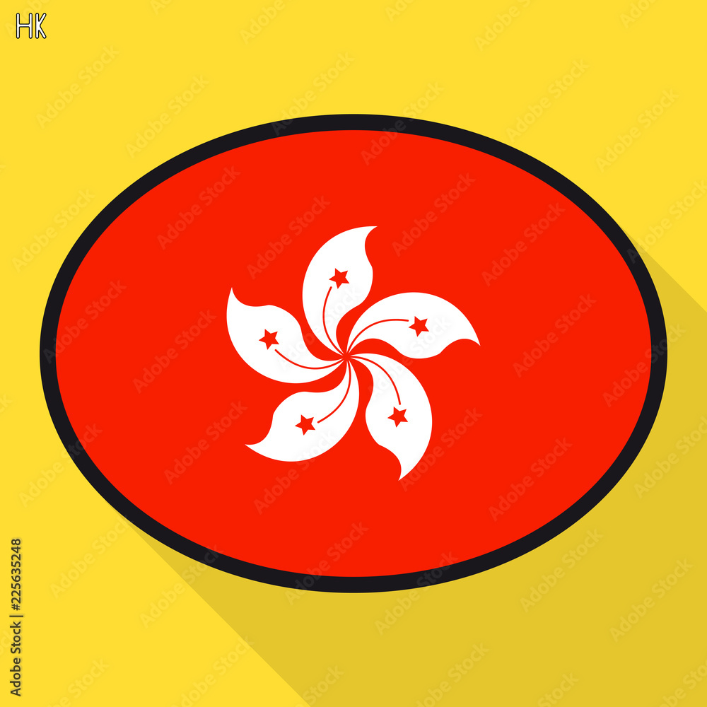 Hong Kong flag speech bubble, social media communication sign, flat business oval icon. Hong Kong flag speech bubble, social media communication sign, flat business oval icon.