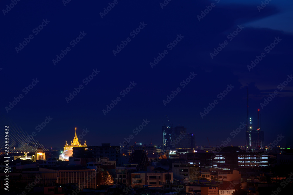 Golden Mount at Wat Saket, Travel Landmark of Bangkok THAILAND
