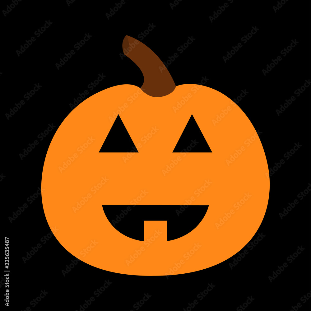 Pumpkin. Funny creepy smiling face. Happy Halloween. Cute cartoon baby  character. Greeting card. Black background. Isolated. Flat design. Stock  Vector | Adobe Stock
