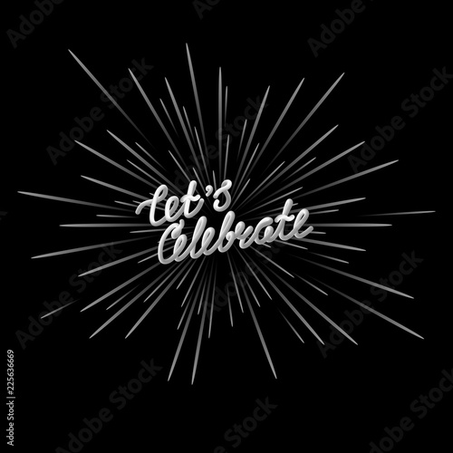 Let's celebrate. Black card with firework.