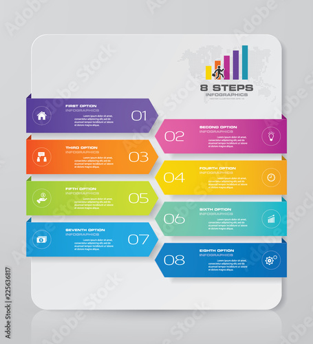 Abstract 8 steps infographic element chart for data presentation. EPS 10.