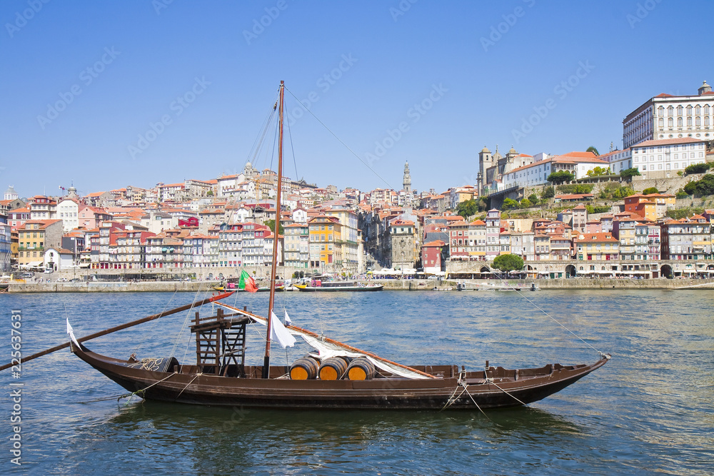 Typical portuguese boats used in the past to transport the famous port wine (Porto - Portugal)