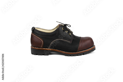 Men's brown shoes isolated on a white background.