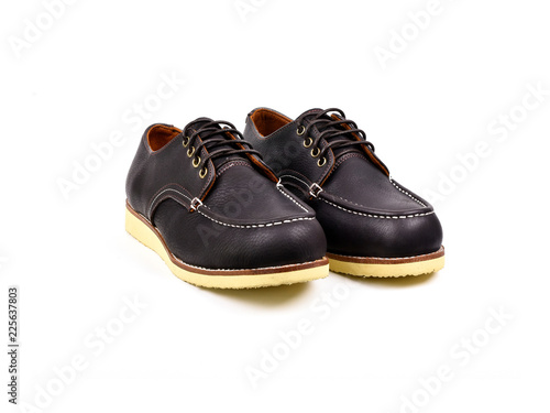 Men fashion of Low cut brown shoes isolated on the white background