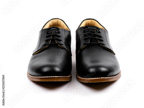 Men’s black shoes isolated on a white background.