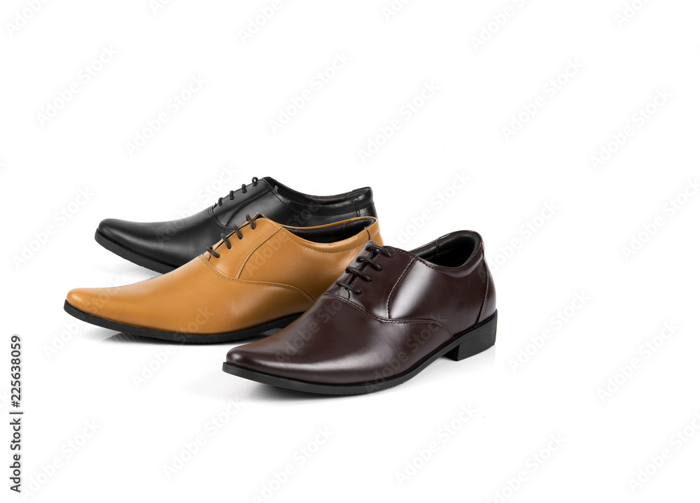 Men’s office shoes different colors isolated on white background. Men’s office shoes different colors isolated on white background.
