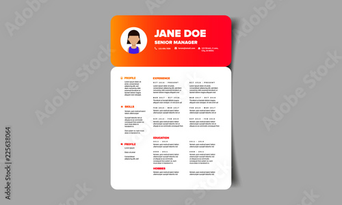 Resume CV Template In Minimalist Modern Design