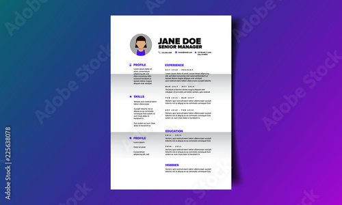 Resume CV Template In Minimalist Modern Design
