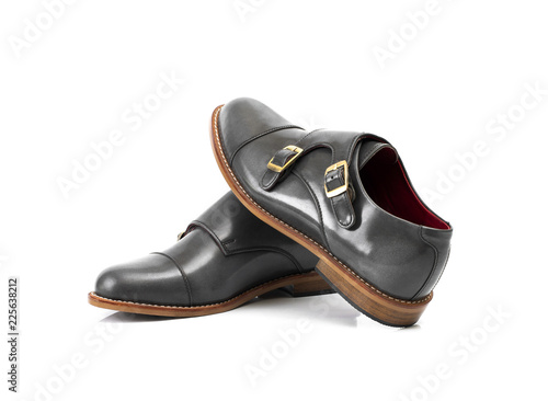 Men’s dress shoes double monk strab isolated on white background.