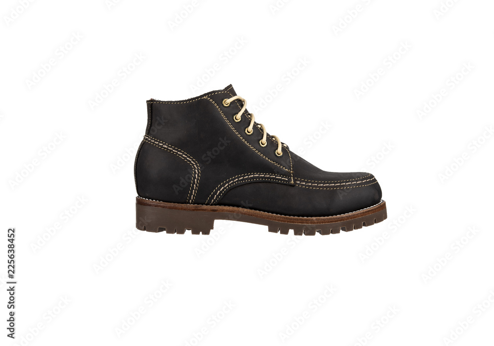 Men’s ankle boot isolated on white background, side view , closed up Men’s ankle boot isolated on white background, side view , closed up