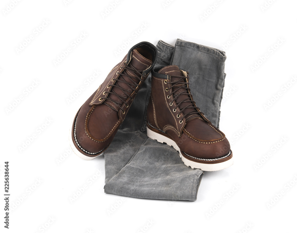 Men’s boots isolated on white background.