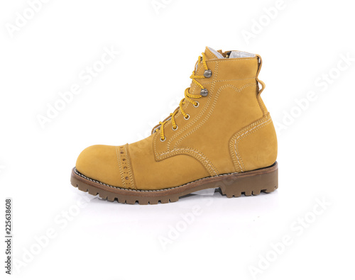 Men's yellow boot isolated on a white background.