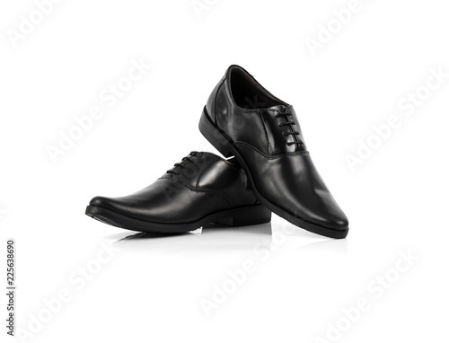 Men’s black shoes isolated on white background.