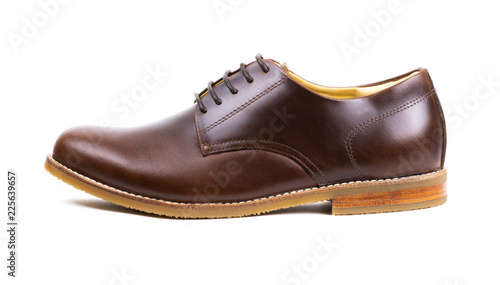 Men's brown shoe isolated on a white background.