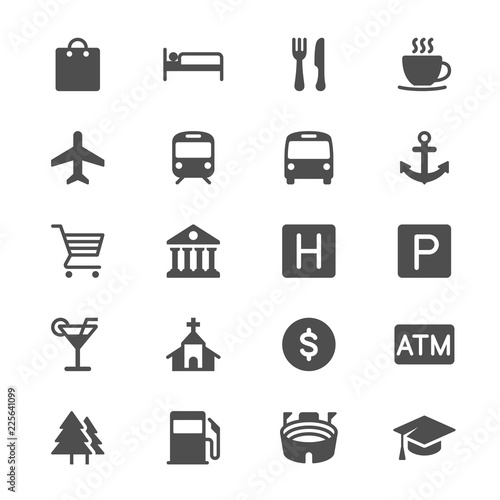 Map and location glyph icons