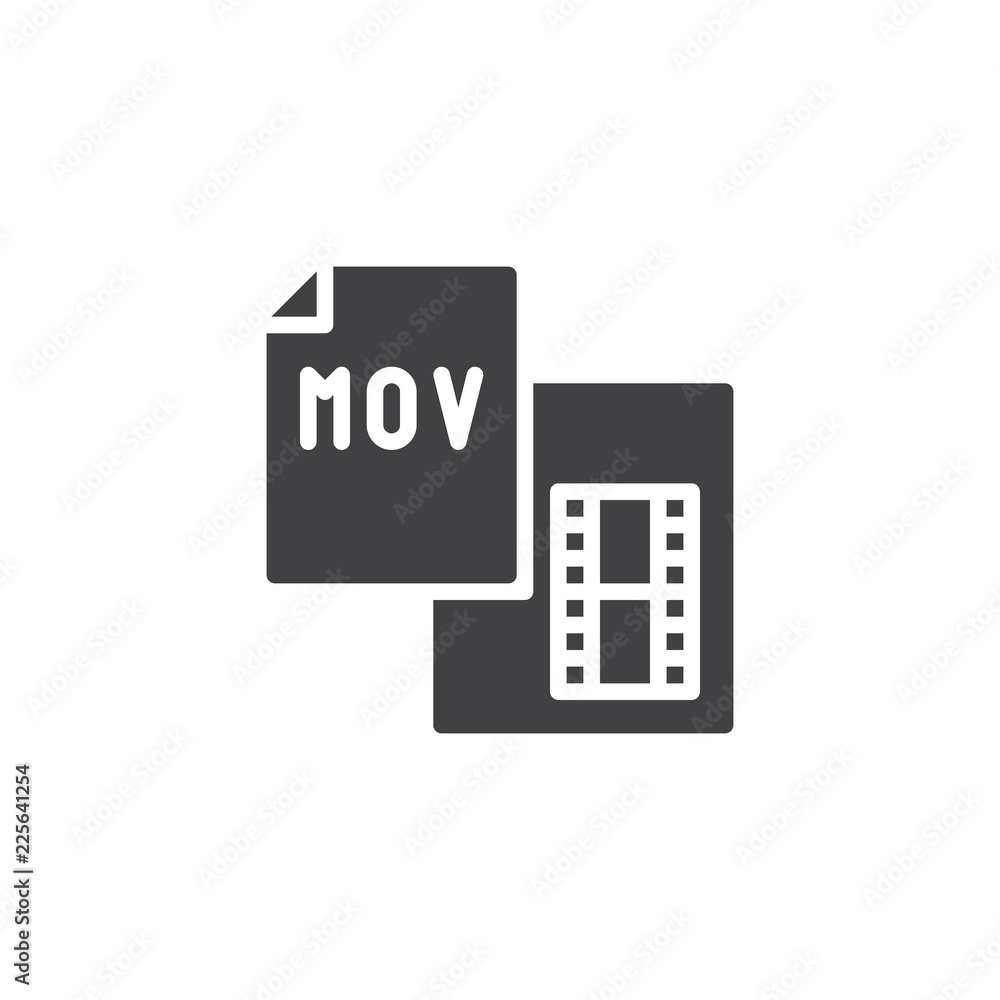 Mov file format vector icon. filled flat sign for mobile concept and web design. Video file document simple solid icon. Symbol, logo illustration. Pixel perfect vector graphics Mov file format vector icon. filled flat sign for mobile concept and web design. Video file document simple solid icon. Symbol, logo illustration. Pixel perfect vector graphics