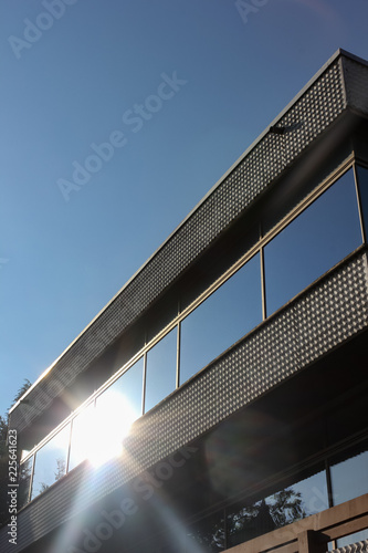 office building facade with sunbeams
