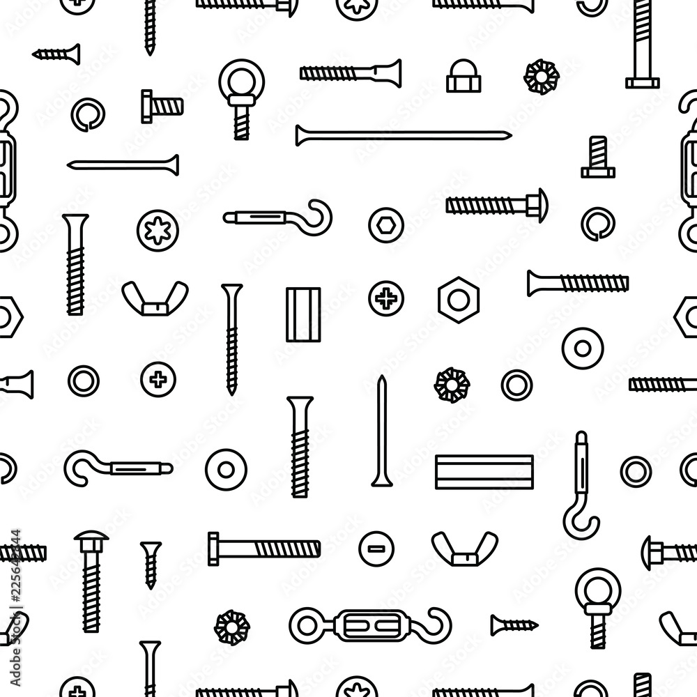 Pattern construction hardware, screws, bolts, nuts and rivets ...