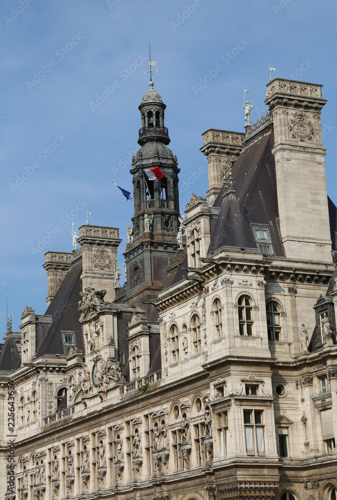 Town hall of Paris called Hotel de Ville in french language