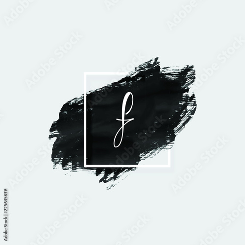 Hand Drawn Letter F Logo Design Using Brush Stroke in Black and White Color