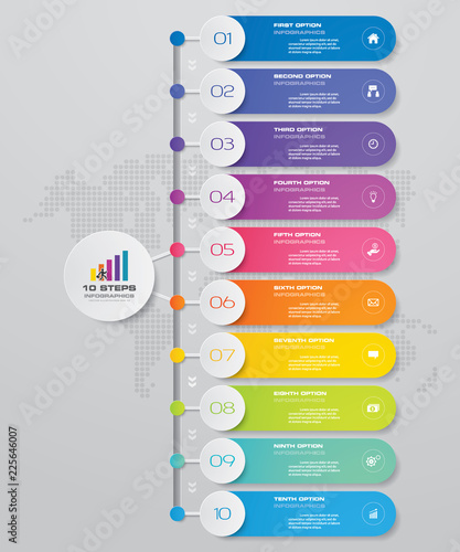 Modern 10 options presentation business infographics template. EPS 10.