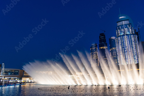 Dubai mall fountain show at night photo