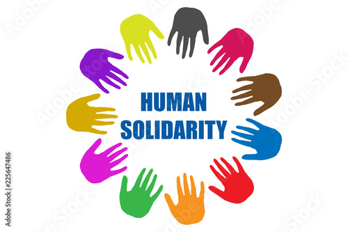 Día internacional de la solidaridad humana en manos.