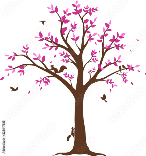 beautiful tree branch with birds silhouette background for wallpaper sticker
