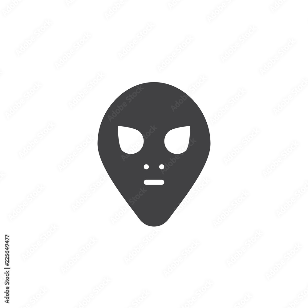 Alien mask vector icon. filled flat sign for mobile concept and web design. Costume party simple solid icon. Symbol, logo illustration. Pixel perfect vector graphics Alien mask vector icon. filled flat sign for mobile concept and web design. Costume party simple solid icon. Symbol, logo illustration. Pixel perfect vector graphics