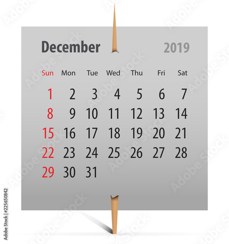 Calendar 2019 December